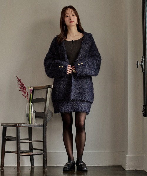 mideal(マイディール)の「glitter melange knit set up / グリッターメランジニットセットアップ(セットアップ・レディース・アイボリー/ネイビー/ブラウン・FREE)」の18枚目の写真