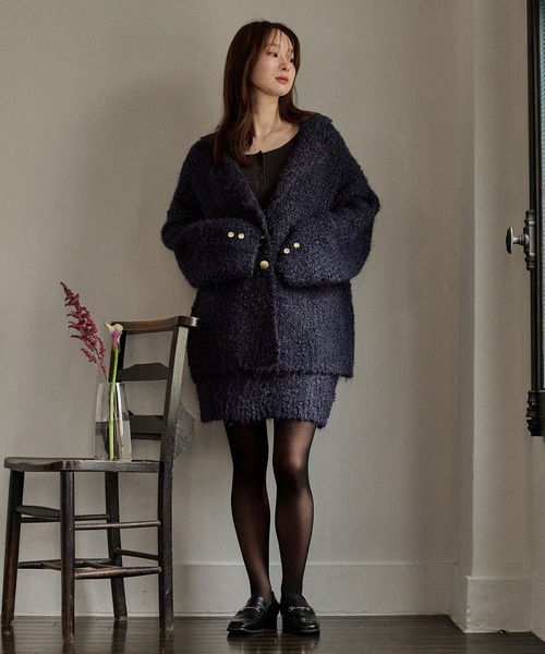 mideal(マイディール)の「glitter melange knit set up / グリッターメランジニットセットアップ(セットアップ・レディース・アイボリー/ネイビー/ブラウン・FREE)」の17枚目の写真