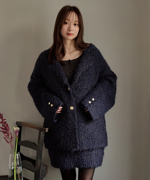 mideal(マイディール)の「glitter melange knit set up / グリッターメランジニットセットアップ(セットアップ・レディース・アイボリー/ネイビー/ブラウン・FREE)」の14枚目の写真