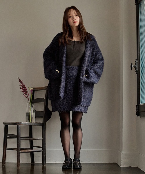 mideal(マイディール)の「glitter melange knit set up / グリッターメランジニットセットアップ(セットアップ・レディース・アイボリー/ネイビー/ブラウン・FREE)」の21枚目の写真