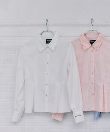 【MARY QUANT×VIS】フリルカラーペプラムシャツブラウス