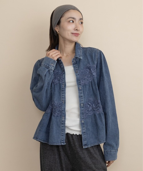 lodie（ロディ）の「レースデニムシャツ（シャツ/ブラウス・レディース・ブルー/ネイビー・FREE）」の17枚目の写真