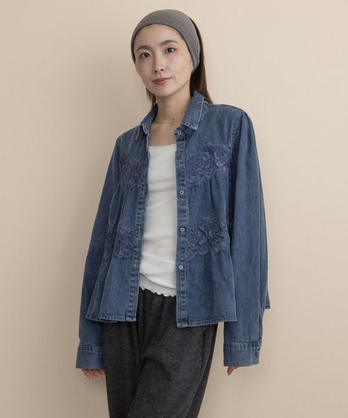 lodie（ロディ）の「レースデニムシャツ（シャツ/ブラウス・レディース・ブルー/ネイビー・FREE）」の12枚目の写真