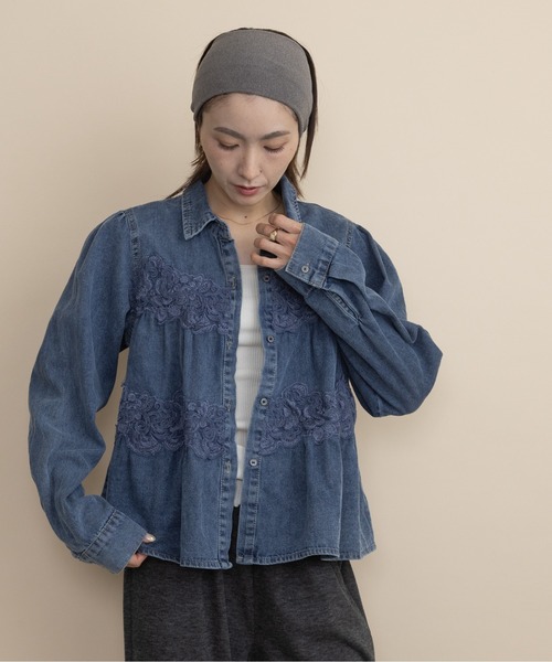 lodie（ロディ）の「レースデニムシャツ（シャツ/ブラウス・レディース・ブルー/ネイビー・FREE）」の18枚目の写真
