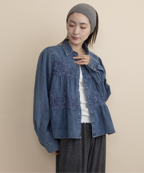 lodie（ロディ）の「レースデニムシャツ（シャツ/ブラウス・レディース・ブルー/ネイビー・FREE）」の20枚目の写真