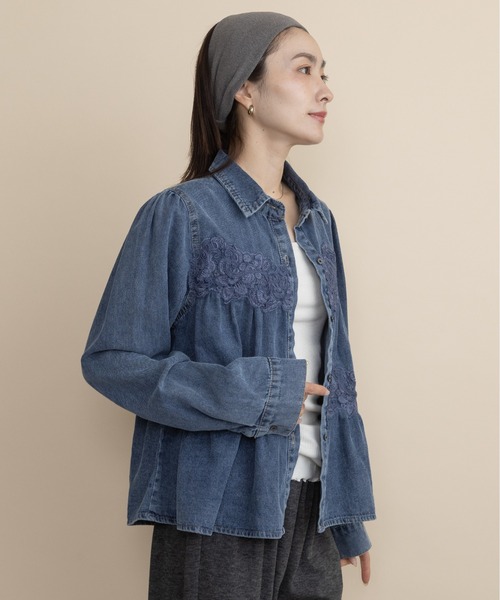lodie（ロディ）の「レースデニムシャツ（シャツ/ブラウス・レディース・ブルー/ネイビー・FREE）」の21枚目の写真