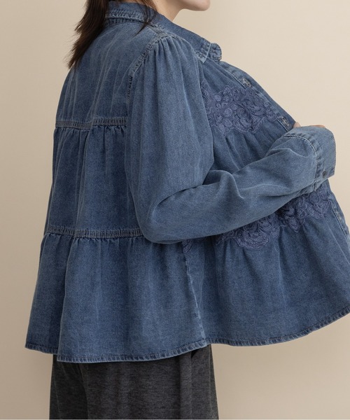 lodie（ロディ）の「レースデニムシャツ（シャツ/ブラウス・レディース・ブルー/ネイビー・FREE）」の22枚目の写真