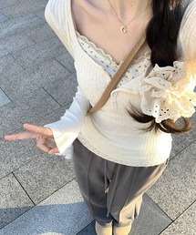 【秋冬新作】ヘンリーネックレイヤード風長袖トップス