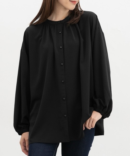 Honeys(ハニーズ)の「マオカラーブラウス(シャツ/ブラウス・レディース・ダークブルー/レッド/モカ/ブラック/オフホワイト・F)」の2枚目の写真