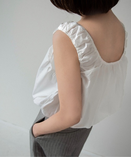 lawgy(ラウジー)の「balloon gather sleeveless tops / バルーンギャザースリーブレストップス(シャツ/ブラウス・レディース・ホワイト/スカイブルー・FREE)」の14枚目の写真
