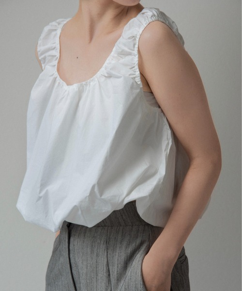 lawgy(ラウジー)の「balloon gather sleeveless tops / バルーンギャザースリーブレストップス(シャツ/ブラウス・レディース・ホワイト/スカイブルー・FREE)」の15枚目の写真