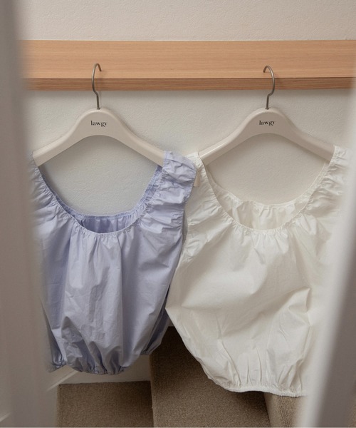 lawgy(ラウジー)の「balloon gather sleeveless tops / バルーンギャザースリーブレストップス(シャツ/ブラウス・レディース・ホワイト/スカイブルー・FREE)」の7枚目の写真