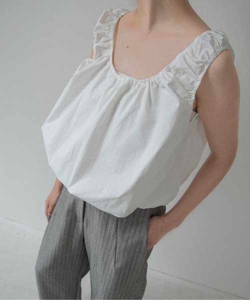 lawgy(ラウジー)の「balloon gather sleeveless tops / バルーンギャザースリーブレストップス(シャツ/ブラウス・レディース・ホワイト/スカイブルー・FREE)」の16枚目の写真