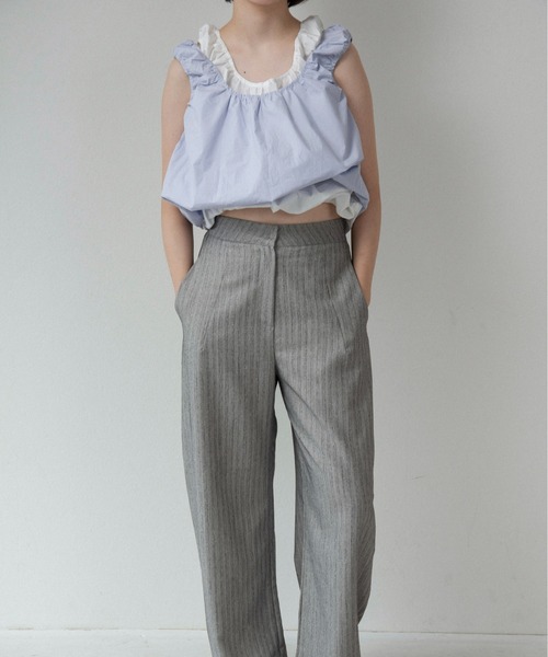 lawgy(ラウジー)の「balloon gather sleeveless tops / バルーンギャザースリーブレストップス(シャツ/ブラウス・レディース・ホワイト/スカイブルー・FREE)」の10枚目の写真