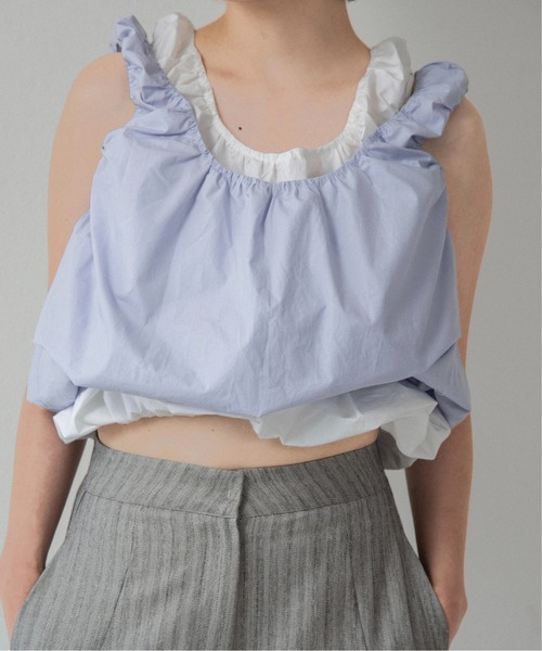 lawgy(ラウジー)の「balloon gather sleeveless tops / バルーンギャザースリーブレストップス(シャツ/ブラウス・レディース・ホワイト/スカイブルー・FREE)」の11枚目の写真