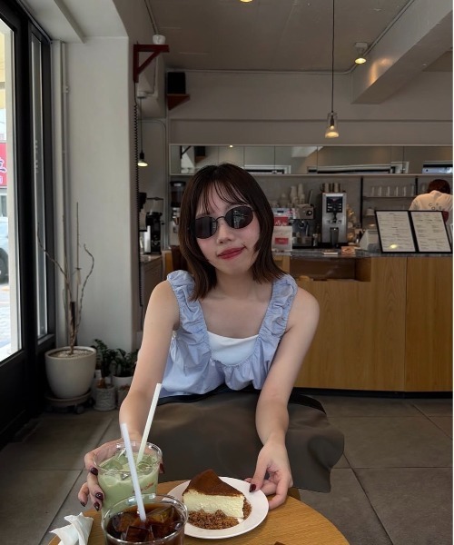 lawgy(ラウジー)の「balloon gather sleeveless tops / バルーンギャザースリーブレストップス(シャツ/ブラウス・レディース・ホワイト/スカイブルー・FREE)」の3枚目の写真