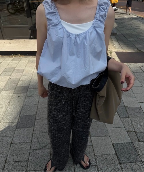 lawgy(ラウジー)の「balloon gather sleeveless tops / バルーンギャザースリーブレストップス(シャツ/ブラウス・レディース・ホワイト/スカイブルー・FREE)」の4枚目の写真