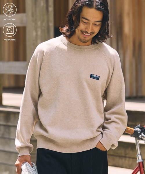 THE CRAFT CREW PRODUCTS(ザクラフトクループロダクツ)の「【UNNOTICEシリーズ】スウェットライク裏毛ニット オーバーサイズ ラグランスリーブプルオーバーニット / 静電防止・マシンウォッシャブル【THE CRAFT CREW PRODUCTS】(ニット/セーター・メンズ・ダークグレー/ブラック/ネイビー/ダークオリーブ/アッシュグレー/グレイッシュベージュ/ブラウン系・L/S/M)」の13枚目の写真