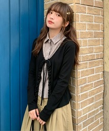 3色展開フェイクレイヤードデザインチェック柄ロンT