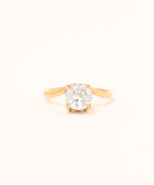 Burner（バーナー）の「【lux sea jewelry（ラックス・シー・ジュエリー）】ステンレス ウェーブアーム カットストーンリング lux-ring-19-8【RBTS】（リング・レディース・ゴールド/ゴールド系その他2/ゴールド系その他・14号/9号）」の2枚目の写真