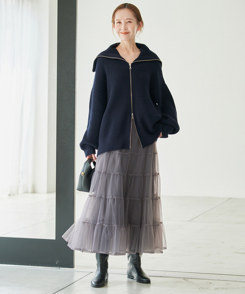 SLOBE IENA(スローブイエナ)の「チュールティアードチュチュスカート(スカート・レディース・チャコールグレー/ホワイト・FREE)」の3枚目の写真