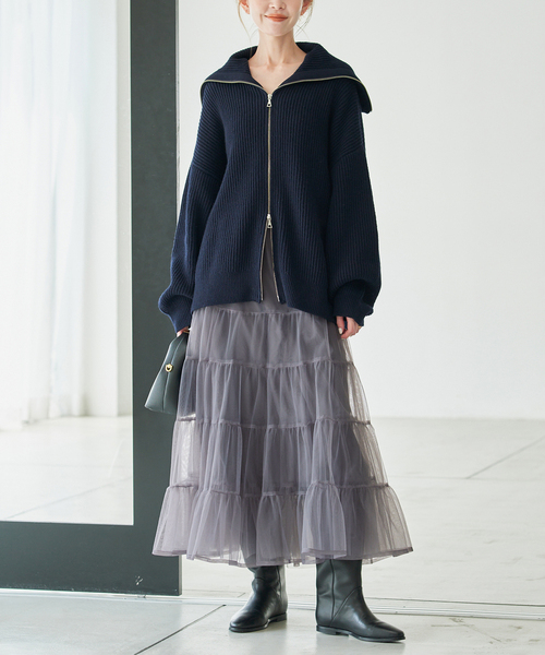 SLOBE IENA(スローブイエナ)の「チュールティアードチュチュスカート(スカート・レディース・チャコールグレー/ホワイト・FREE)」の8枚目の写真