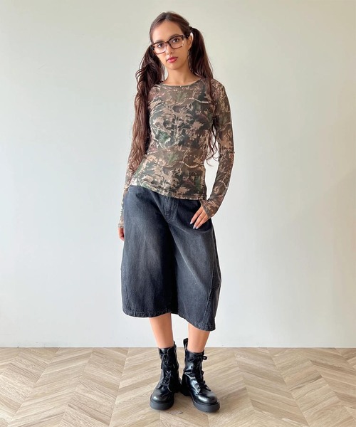 ANNA SUI mini(アナスイ・ミニ)の「anna sui nyc / アナスイエヌワイシー CAMO シアートップス(Tシャツ/カットソー・レディース・ピンク/カーキ・FREE)」の3枚目の写真