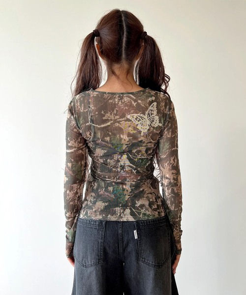 ANNA SUI mini(アナスイ・ミニ)の「anna sui nyc / アナスイエヌワイシー CAMO シアートップス(Tシャツ/カットソー・レディース・ピンク/カーキ・FREE)」の6枚目の写真