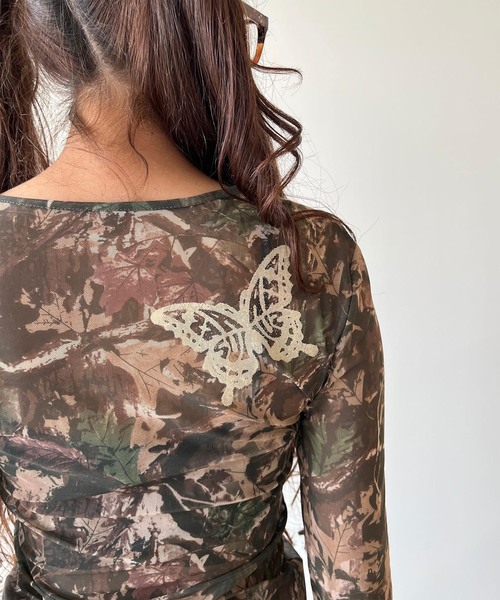 ANNA SUI mini(アナスイ・ミニ)の「anna sui nyc / アナスイエヌワイシー CAMO シアートップス(Tシャツ/カットソー・レディース・ピンク/カーキ・FREE)」の7枚目の写真