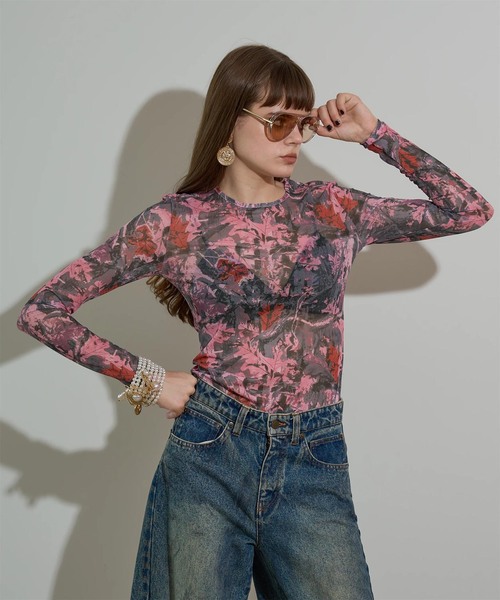 ANNA SUI mini(アナスイ・ミニ)の「anna sui nyc / アナスイエヌワイシー CAMO シアートップス(Tシャツ/カットソー・レディース・ピンク/カーキ・FREE)」の9枚目の写真