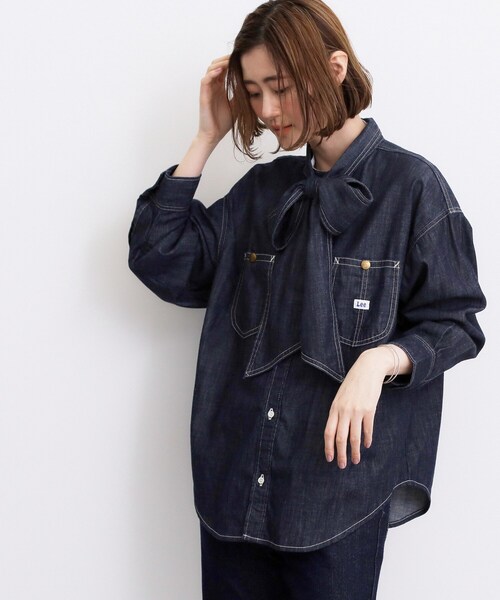 Lee(リー)の「【Lee×grove別注】DENIM BOWTIE SHIRTS(シャツ/ブラウス・レディース・ネイビー/ブルー系その他・02/01)」の3枚目の写真