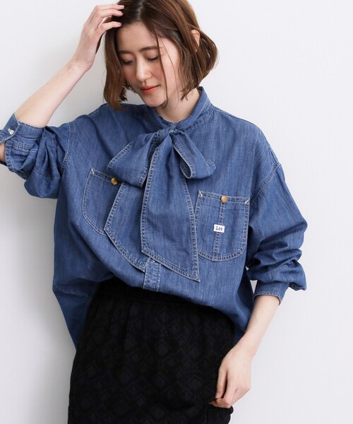 Lee(リー)の「【Lee×grove別注】DENIM BOWTIE SHIRTS(シャツ/ブラウス・レディース・ネイビー/ブルー系その他・02/01)」の10枚目の写真