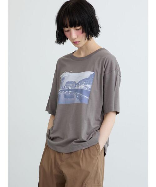 Samansa Mos2(サマンサ モスモス)の「【接触冷感】転写プリントTシャツ(Tシャツ/カットソー・レディース・グレー/チャコールグレー/オフホワイト・F)」の3枚目の写真