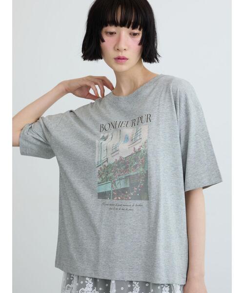 Samansa Mos2(サマンサ モスモス)の「【接触冷感】転写プリントTシャツ(Tシャツ/カットソー・レディース・グレー/チャコールグレー/オフホワイト・F)」の6枚目の写真