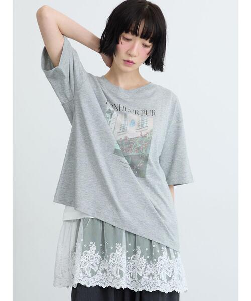 Samansa Mos2(サマンサ モスモス)の「【接触冷感】転写プリントTシャツ(Tシャツ/カットソー・レディース・グレー/チャコールグレー/オフホワイト・F)」の7枚目の写真