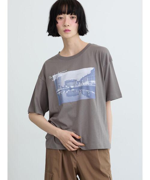 Samansa Mos2(サマンサ モスモス)の「【接触冷感】転写プリントTシャツ(Tシャツ/カットソー・レディース・グレー/チャコールグレー/オフホワイト・F)」の12枚目の写真