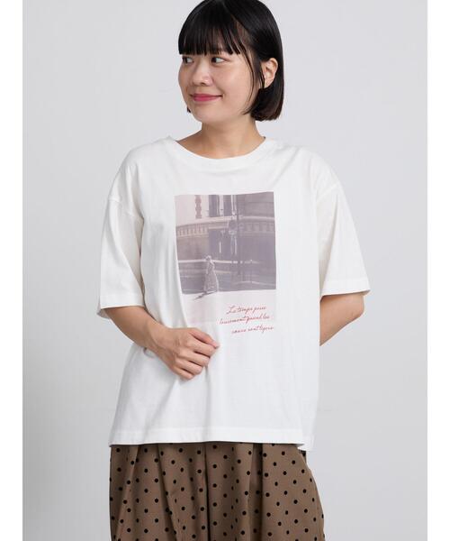 Samansa Mos2(サマンサ モスモス)の「【接触冷感】転写プリントTシャツ(Tシャツ/カットソー・レディース・グレー/チャコールグレー/オフホワイト・F)」の22枚目の写真