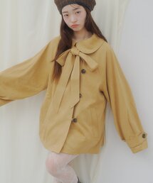 【umm.】ボウタイ付きフェイクスウェードジャケット