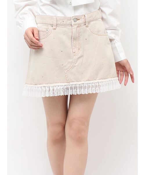 jouetie(ジュエティ)の「ビジューデニムミニスカート(デニムスカート・レディース・ピンク/ブラック・MEDIUM/SMALL)」の6枚目の写真