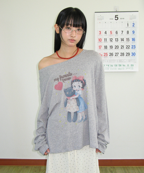 RONRON(ロンロン)の「BETTY BOOP CAT PLUSH LONG SLEEVE GREY(Tシャツ/カットソー・レディース・その他・FREE)」の3枚目の写真