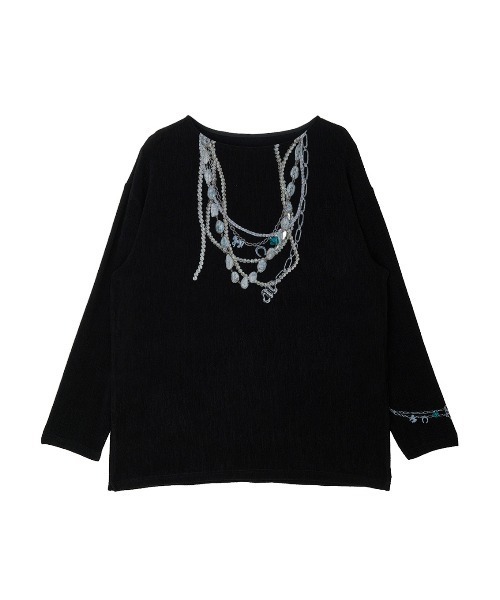 Ameri(アメリ)の「JEWELRY TROMPE L`OEIL TEE(Tシャツ/カットソー・レディース・ホワイト/ブラック・FREE)」の2枚目の写真