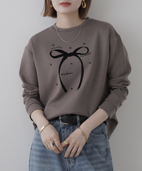 Miunelora(ミューネローラ)の「Miunelora リボンモチーフダンボールプルオーバー 長袖(Tシャツ/カットソー・レディース・アイボリー/モカ・38)」の14枚目の写真