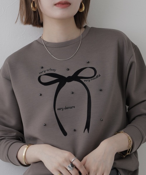 Miunelora(ミューネローラ)の「Miunelora リボンモチーフダンボールプルオーバー 長袖(Tシャツ/カットソー・レディース・アイボリー/モカ・38)」の16枚目の写真