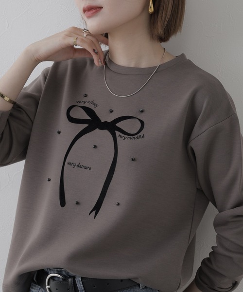 Miunelora(ミューネローラ)の「Miunelora リボンモチーフダンボールプルオーバー 長袖(Tシャツ/カットソー・レディース・アイボリー/モカ・38)」の17枚目の写真