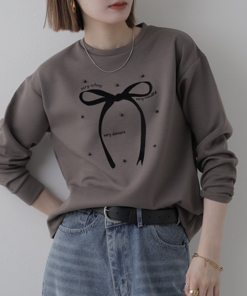 Miunelora(ミューネローラ)の「Miunelora リボンモチーフダンボールプルオーバー 長袖(Tシャツ/カットソー・レディース・アイボリー/モカ・38)」の18枚目の写真