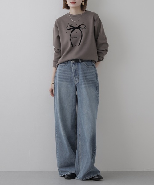 Miunelora(ミューネローラ)の「Miunelora リボンモチーフダンボールプルオーバー 長袖(Tシャツ/カットソー・レディース・アイボリー/モカ・38)」の20枚目の写真