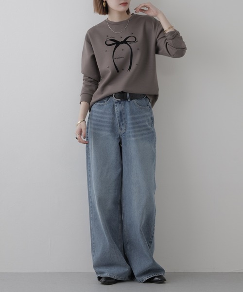 Miunelora(ミューネローラ)の「Miunelora リボンモチーフダンボールプルオーバー 長袖(Tシャツ/カットソー・レディース・アイボリー/モカ・38)」の22枚目の写真
