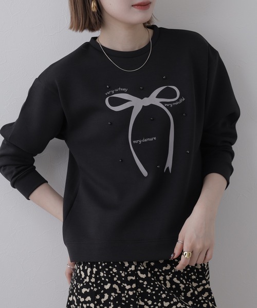 Miunelora(ミューネローラ)の「Miunelora リボンモチーフダンボールプルオーバー 長袖(Tシャツ/カットソー・レディース・アイボリー/モカ・38)」の8枚目の写真