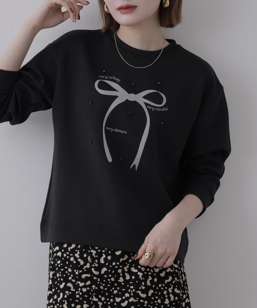 Miunelora(ミューネローラ)の「Miunelora リボンモチーフダンボールプルオーバー 長袖(Tシャツ/カットソー・レディース・アイボリー/モカ・38)」の10枚目の写真