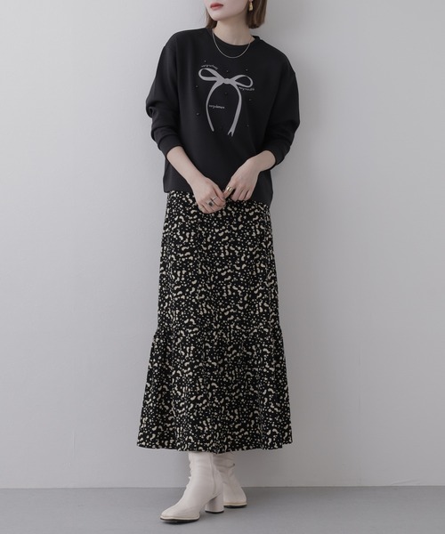 Miunelora(ミューネローラ)の「Miunelora リボンモチーフダンボールプルオーバー 長袖(Tシャツ/カットソー・レディース・アイボリー/モカ・38)」の11枚目の写真
